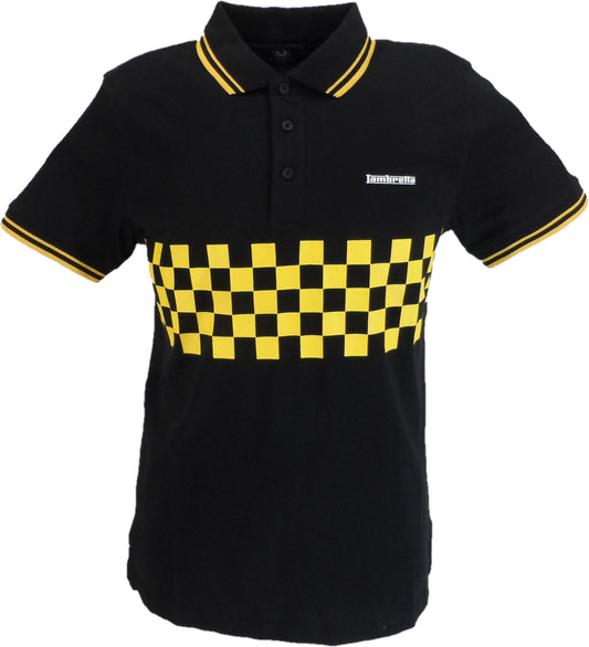 Lambretta Black & Gold Retro Two Tone Tipped Polo Shirts