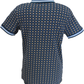 Lambretta Mens Navy Blue Geometric Print Cotton Polo Shirts