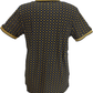 Lambretta Mens Black Gold Geometric Print Cotton Polo Shirts