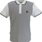 Lambretta Mens White Houndstooth Print Cotton Polo Shirts