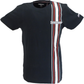 Lambretta Mens Navy Blue Striped Retro T Shirt