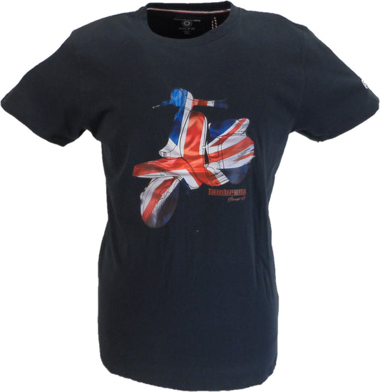 Lambretta Mens Navy Blue Union Jack Scooter Retro T Shirt