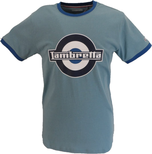 Lambretta Mens Smoke Blue Target Logo Ringer T-Shirt