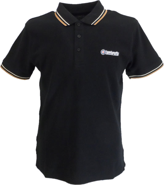 Lambretta Black Retro Target Logo Twin Tipped Polo Shirts