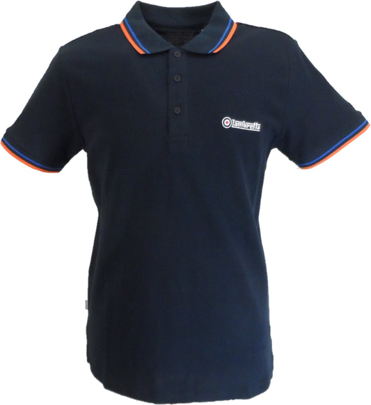 Lambretta Navy Blue Retro Target Logo Twin Tipped Polo Shirts