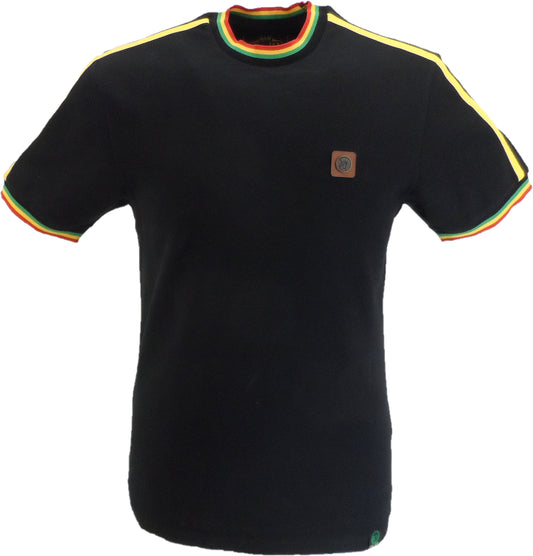 Trojan Mens Black Rasta Tipped Pique T Shirt