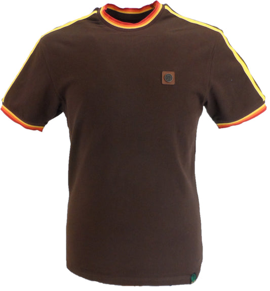 Trojan Mens Chocolate Brown Tipped Pique T Shirt