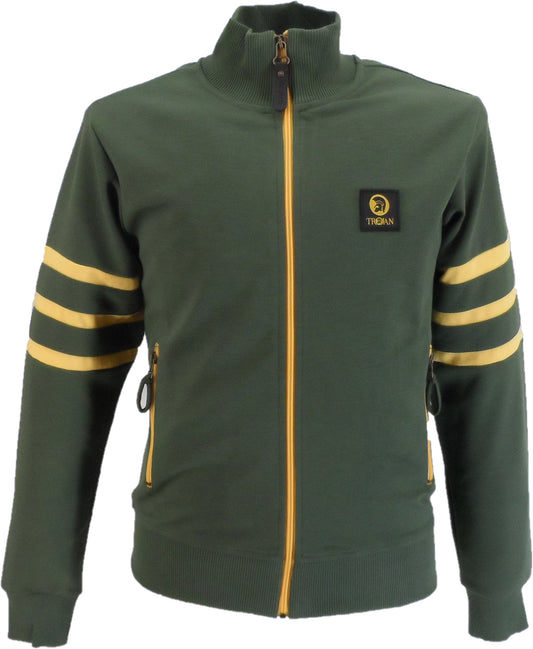 Trojan Mens Army Green Sleeve Stripe Zip Track Tops