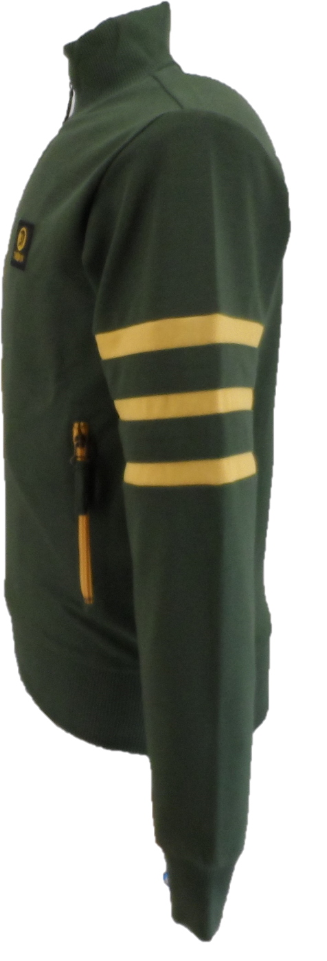 Trojan Mens Army Green Sleeve Stripe Zip Track Tops