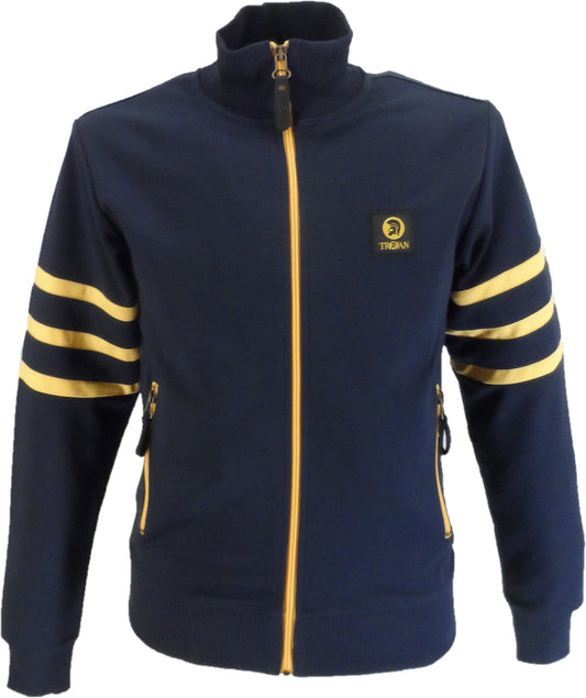 Trojan Mens Navy Blue Sleeve Stripe Zip Track Tops