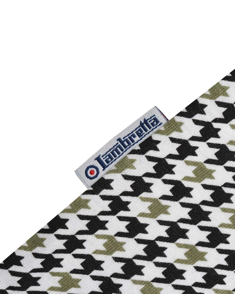 Lambretta Mens White Houndstooth Print Cotton Polo Shirts