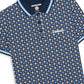 Lambretta Mens Navy Blue Geometric Print Cotton Polo Shirts