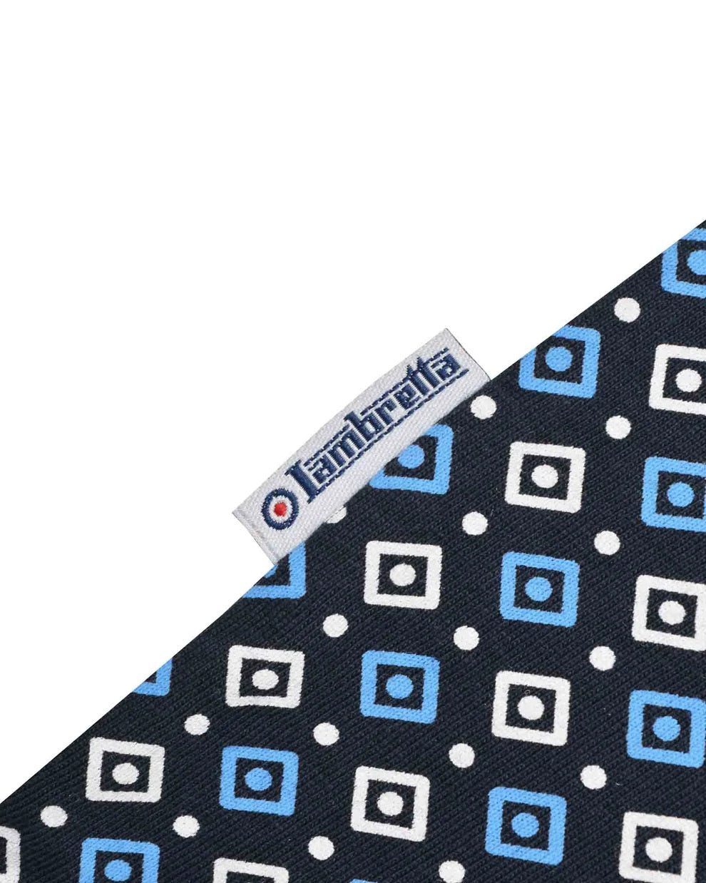 Lambretta Mens Navy Blue Geometric Print Cotton Polo Shirts