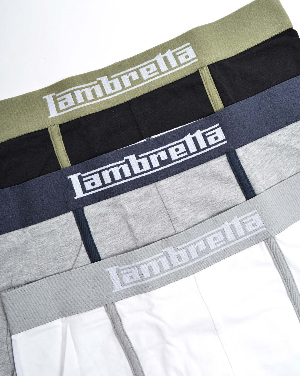 Lambretta Mens Black/Grey/White 3 Pair Pack Boxer Shorts