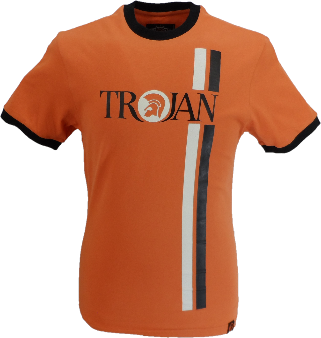 Trojan Records Orange Classic Twin Stripe 100% Cotton T-Shirt