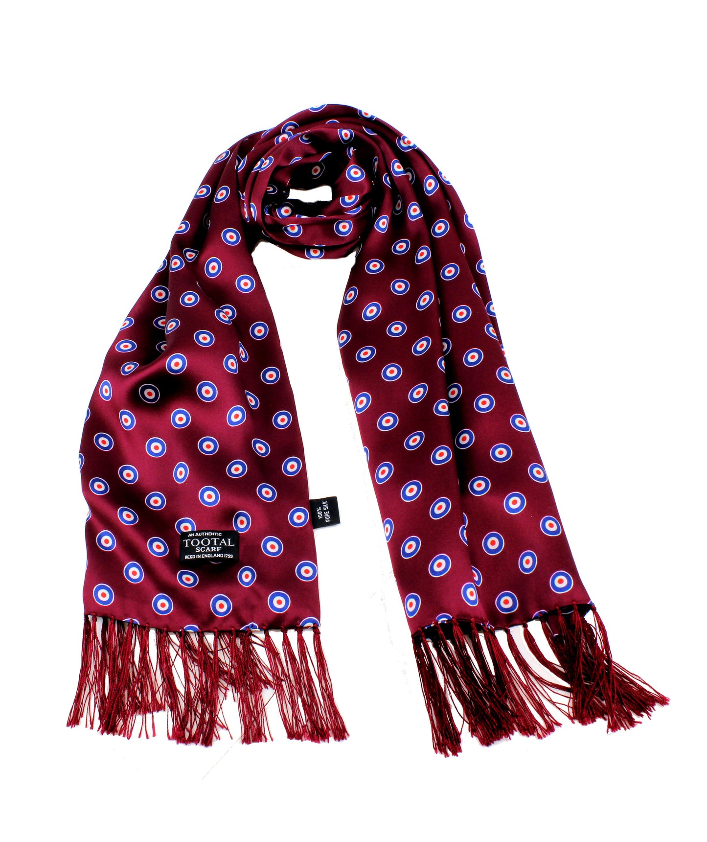 Tootal 100% Silk Burgundy Target Scarf