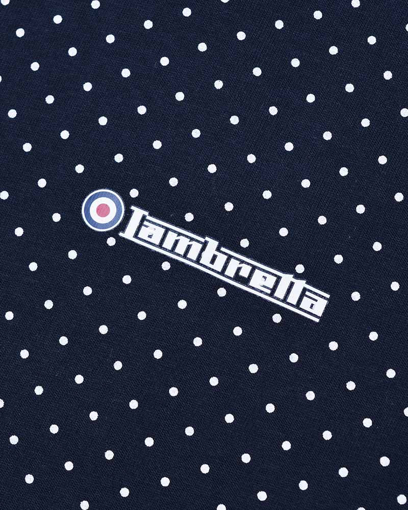 Lambretta Mens Navy/White Polka Dot Print Polo Shirts