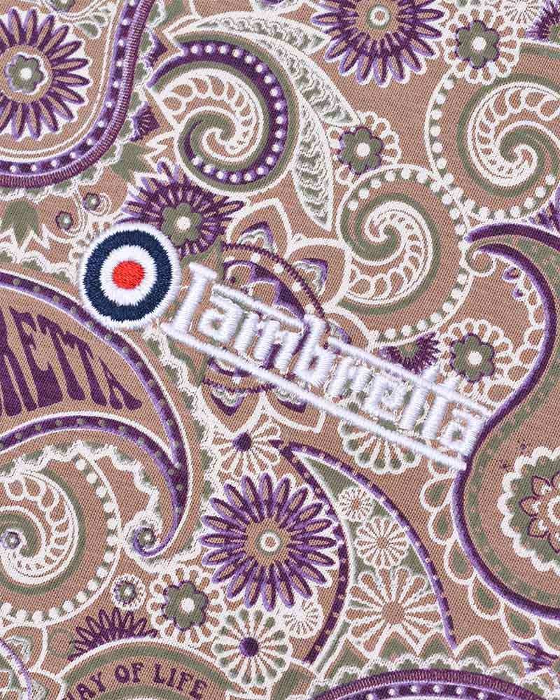 Lambretta Woodsmoke Brown Paisley Print Polo Shirts