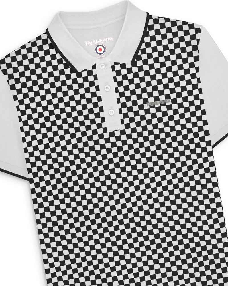 Black and white checkered polo shirt hotsell