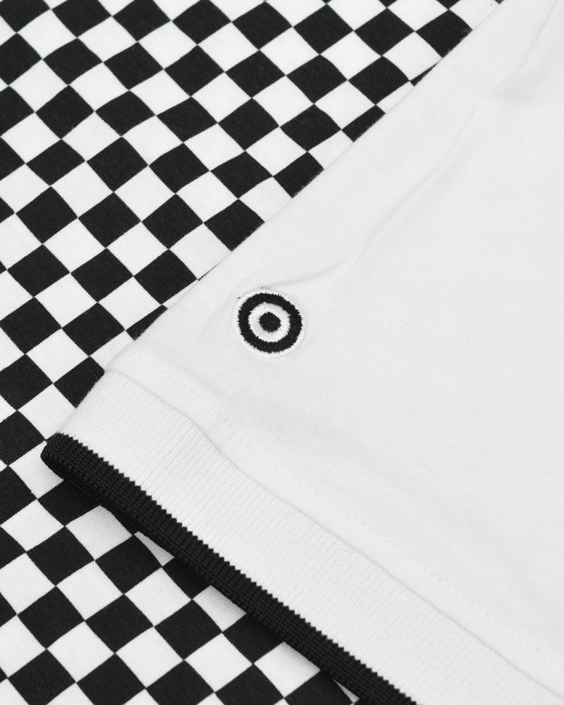 Lambretta Mens White/Black Checkerboard Polo Shirts