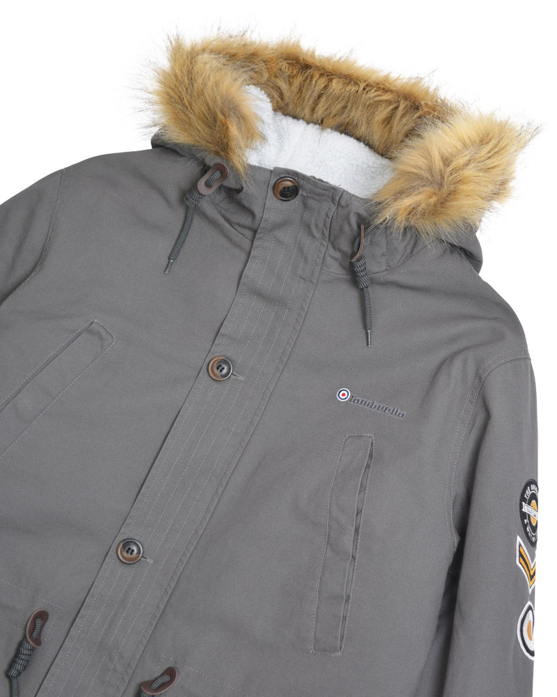 Lambretta Mens Grey Retro Fishtail Parka