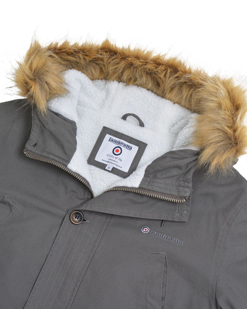 Lambretta Mens Grey Retro Fishtail Parka