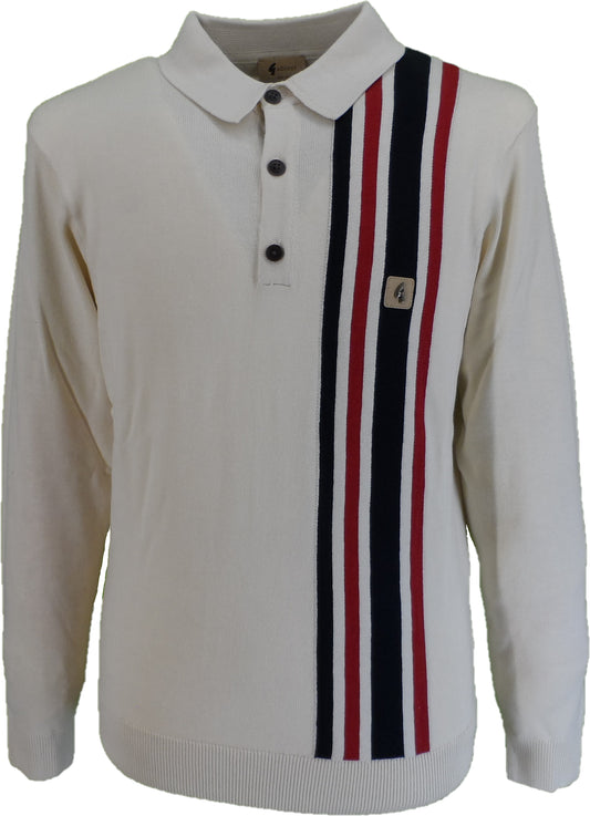 Gabicci Vintage Cream Soda Stripe Knitted Polo