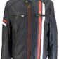 Gabicci Mens Navy/White/Red Leather Rally Jacket