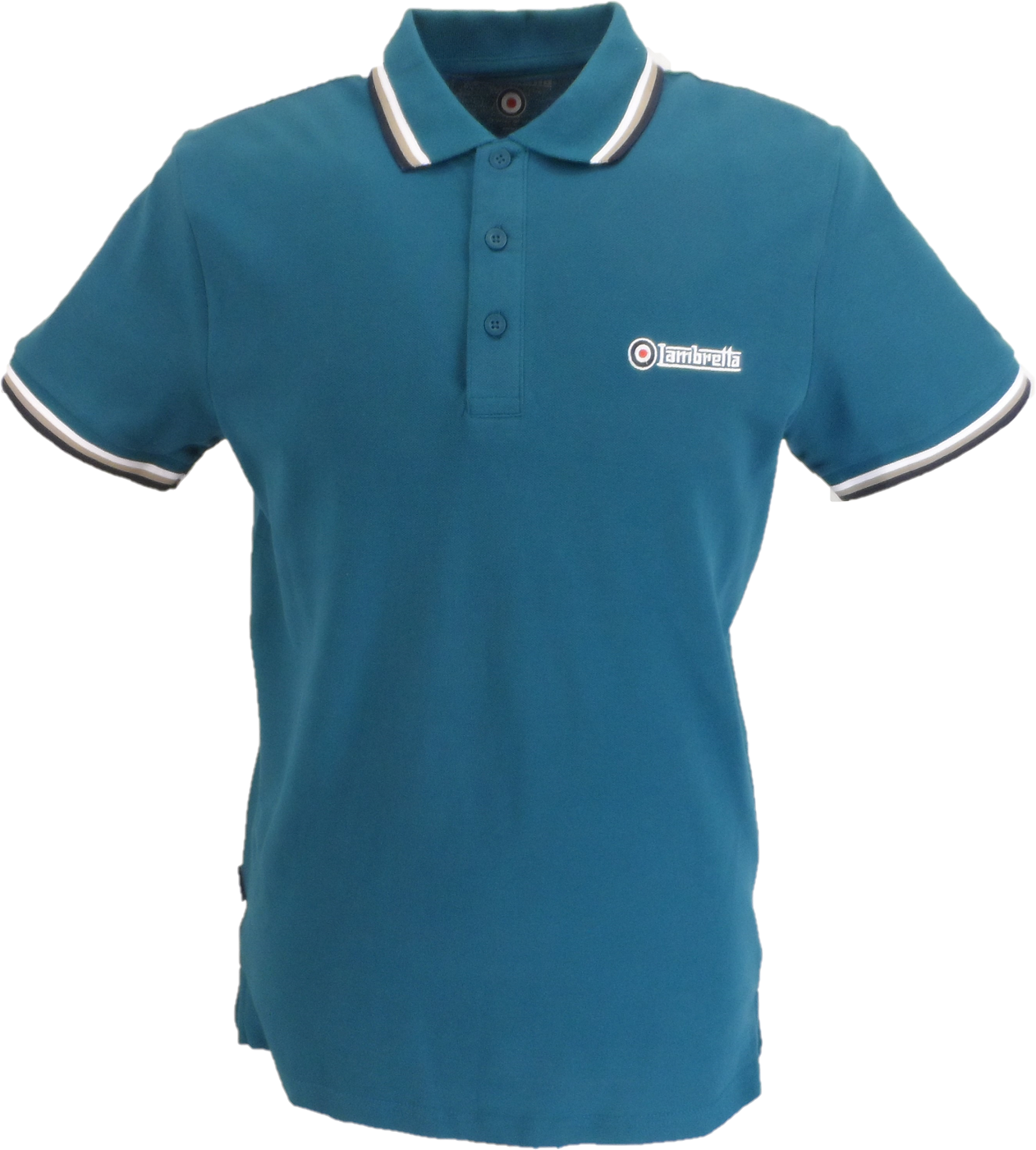 Lambretta Gulf Coast Blue Retro Target Logo 100% Cotton Polo Shirts