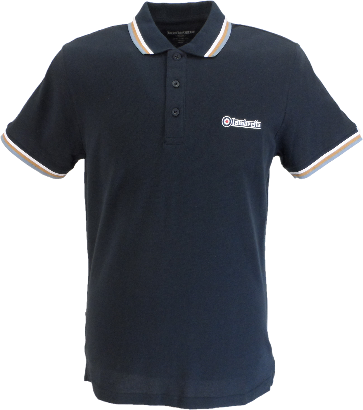 Lambretta Navy Retro Target Logo 100% Cotton Polo Shirts