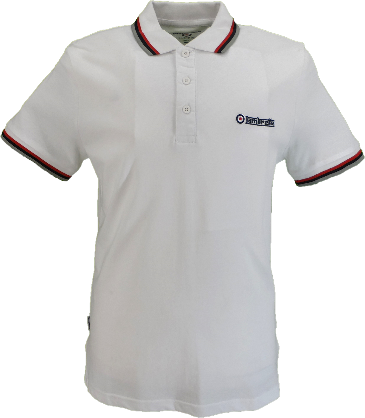 Lambretta White/Red/Navy/Grey Retro Target Logo 100% Cotton Polo Shirts