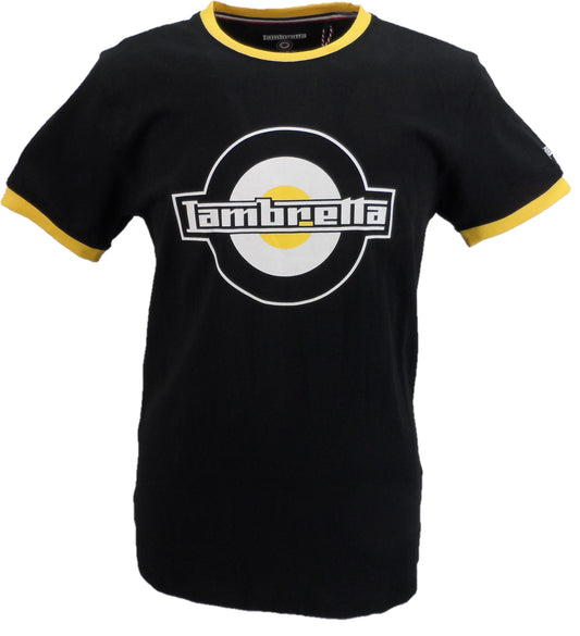 Lambretta Mens Black/Gold Target Logo Ringer T-Shirt