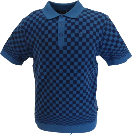 Merc Mens Petrol Blue Ambrose Knitted Polo Shirts