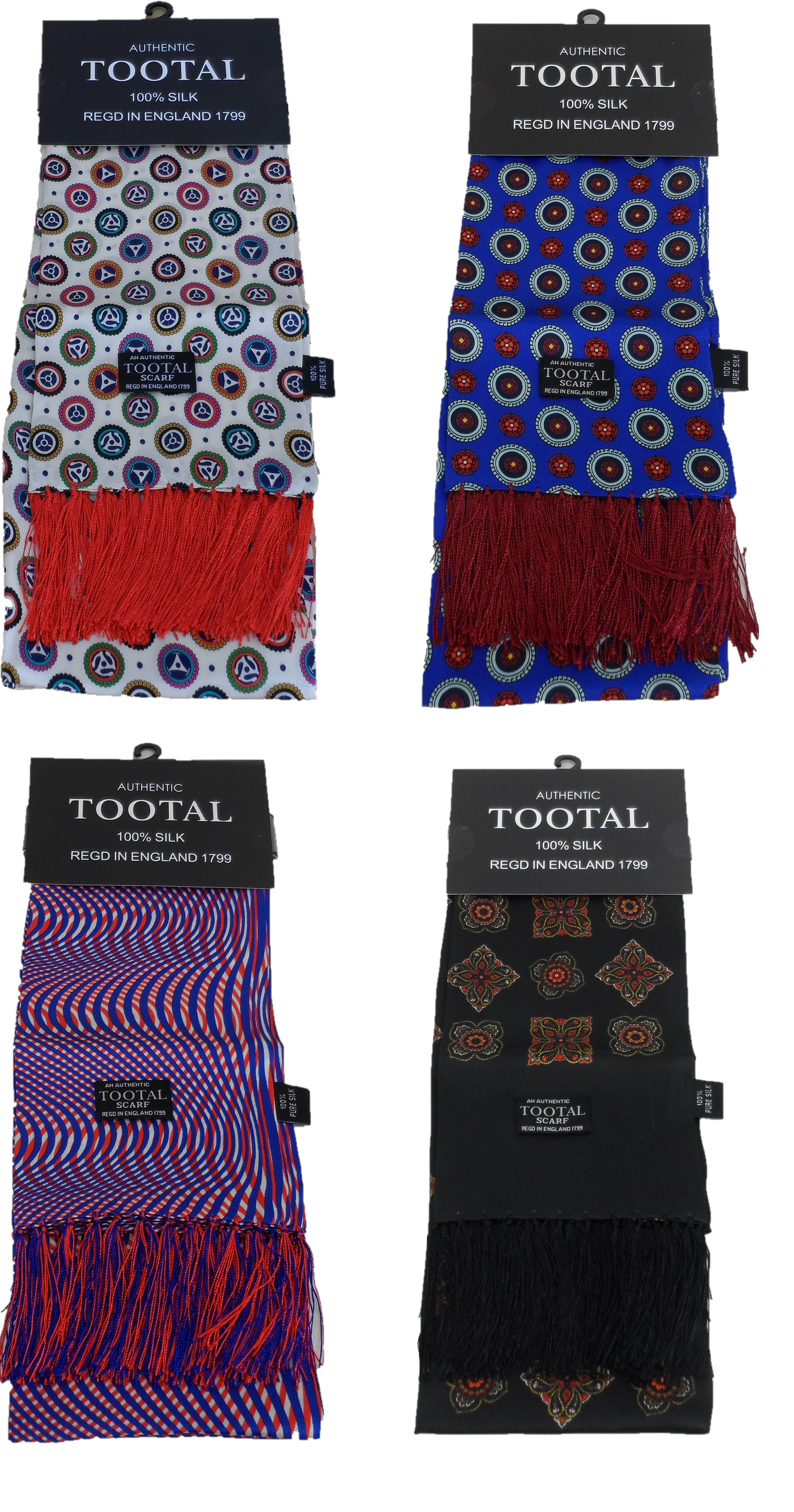 Tootal Mens Retro Geo Print 100% Silk Scarves