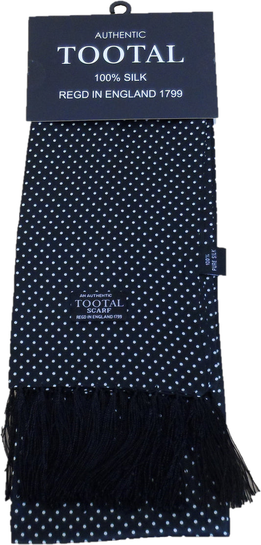 Tootal Black Pin Dot 100% Silk Scarf