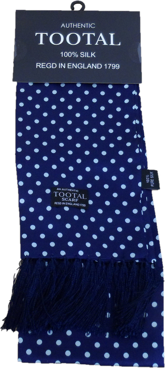 Tootal Vintage Navy/White Polka Dot 100% Silk Scarf