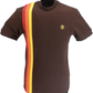 Trojan Mens Chocolate Brown Racing Stripe Pique T Shirt