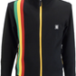 Trojan Records Mens Black Rasta Stripe Retro Track Tops