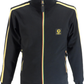 Trojan Mens Black Twin-Stripe Contrast Zip Retro Track Tops