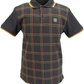 Trojan Mens Chocolate Brown Check Panel Polo Polo Shirt