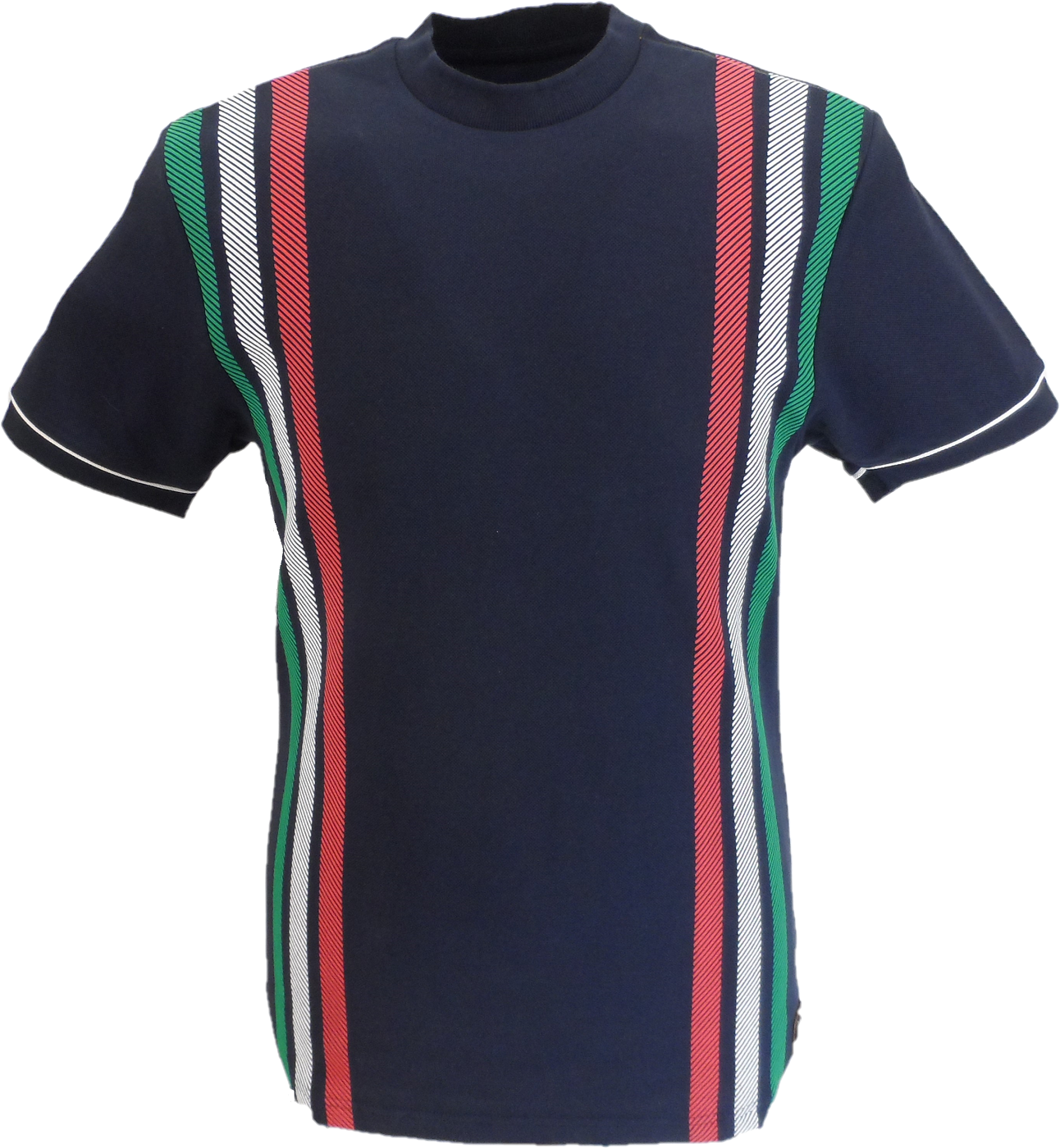 Trojan Mens Navy Blue Printed Stripe T Shirt