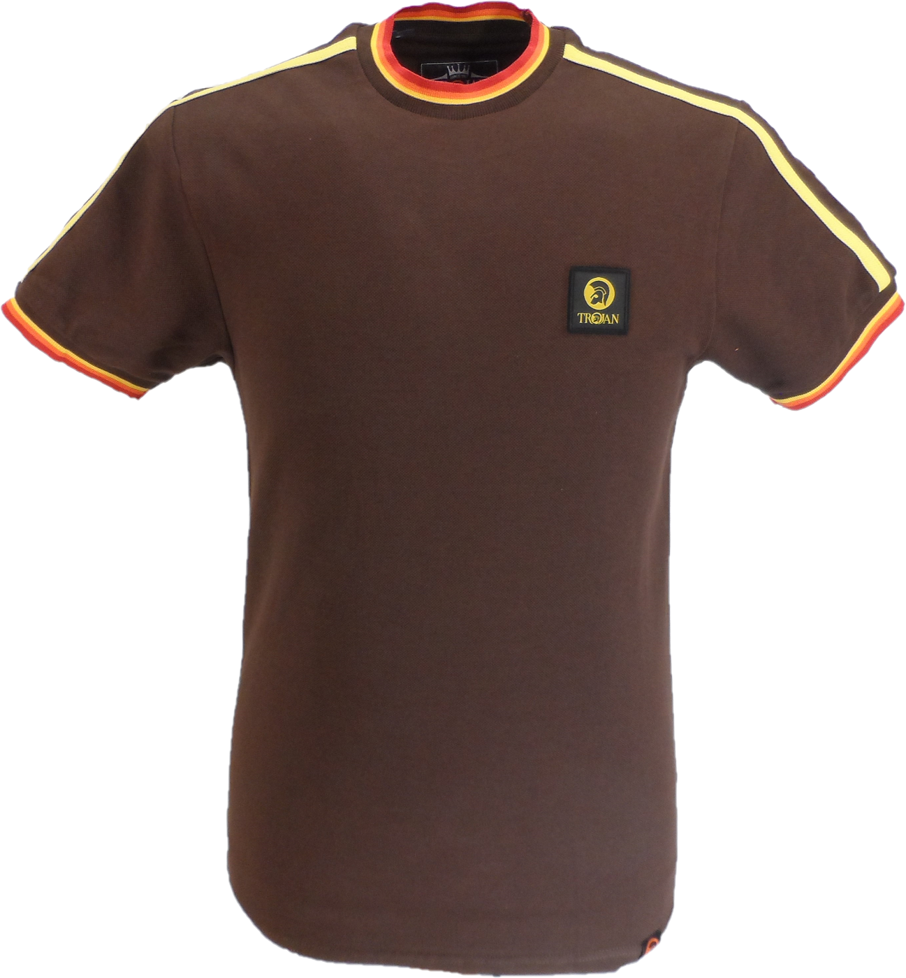 Trojan Mens Chocolate Brown Tipped Pique T Shirt