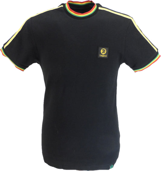 Trojan Mens Black Rasta Tipped Pique T Shirt