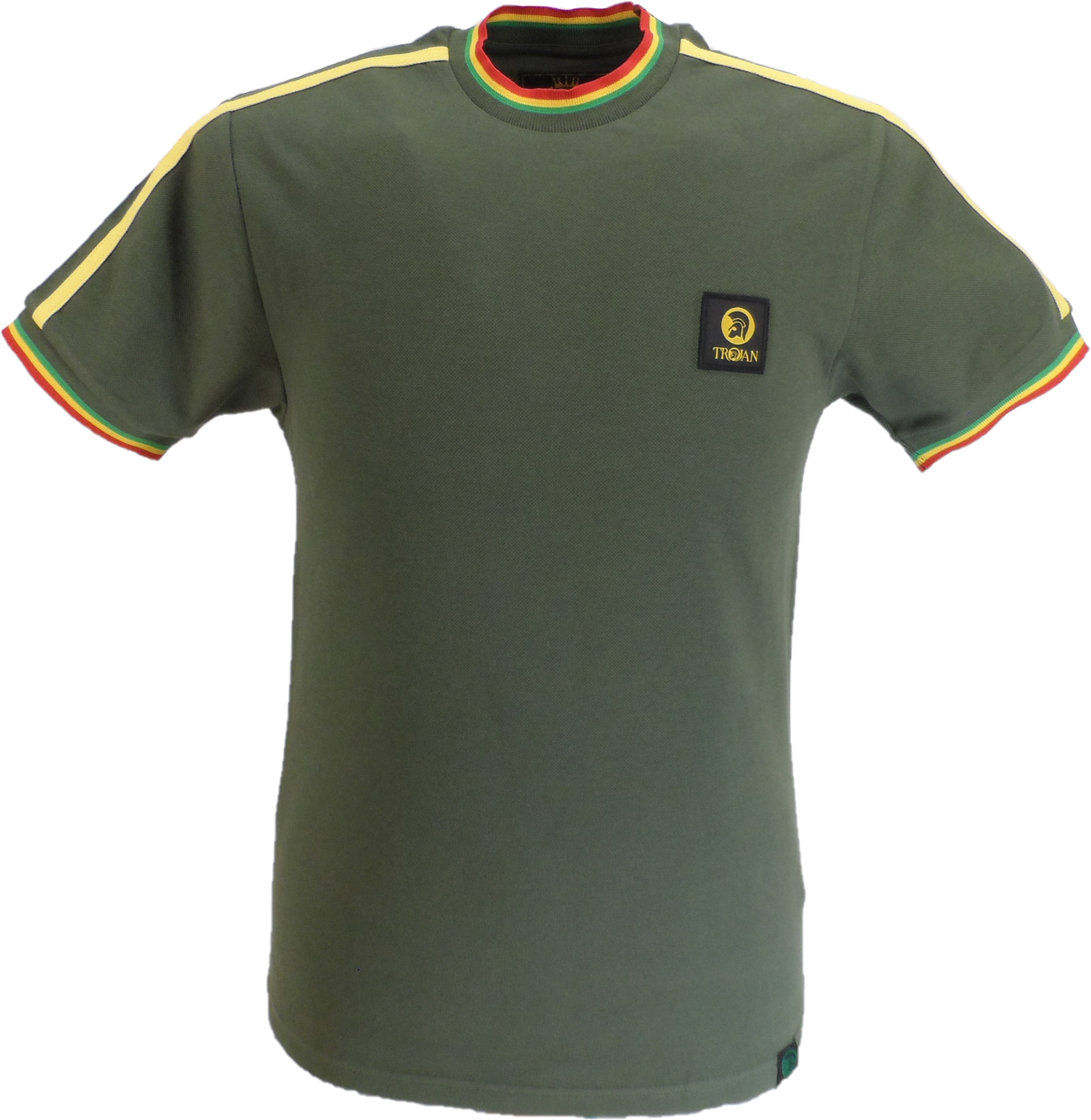 Trojan Mens Army Green Tipped Pique T Shirt