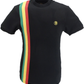 Trojan Mens Black Rasta Racing Stripe Pique T Shirt