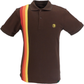 Trojan Mens Chocolate Brown Racing Stripe Polo Shirt