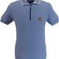 Trojan Mens Sky Blue Zip Basket Weave Zipped Knitted Polo Shirt