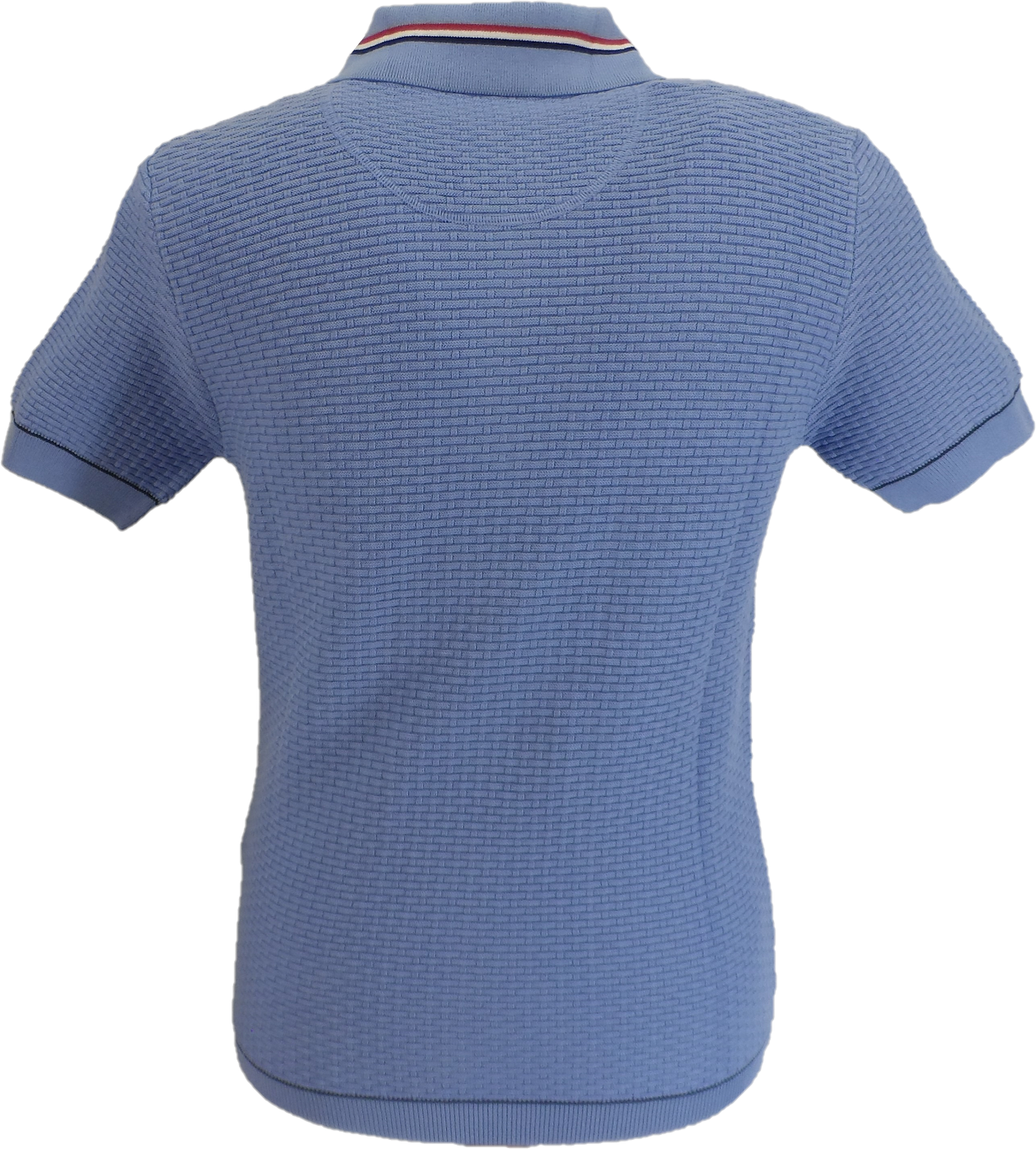 Trojan Mens Sky Blue Zip Basket Weave Zipped Knitted Polo Shirt