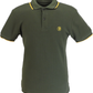 Trojan Mens Army Green Textured Twin Tipped Polo Shirt