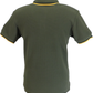 Trojan Mens Army Green Textured Twin Tipped Polo Shirt